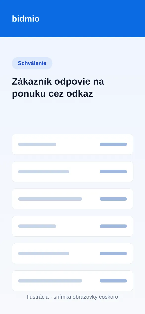 Zákaznícky portál s ponukou na 15 404,52 € a tlačidlami Prijať ponuku a Odmietnuť ponuku