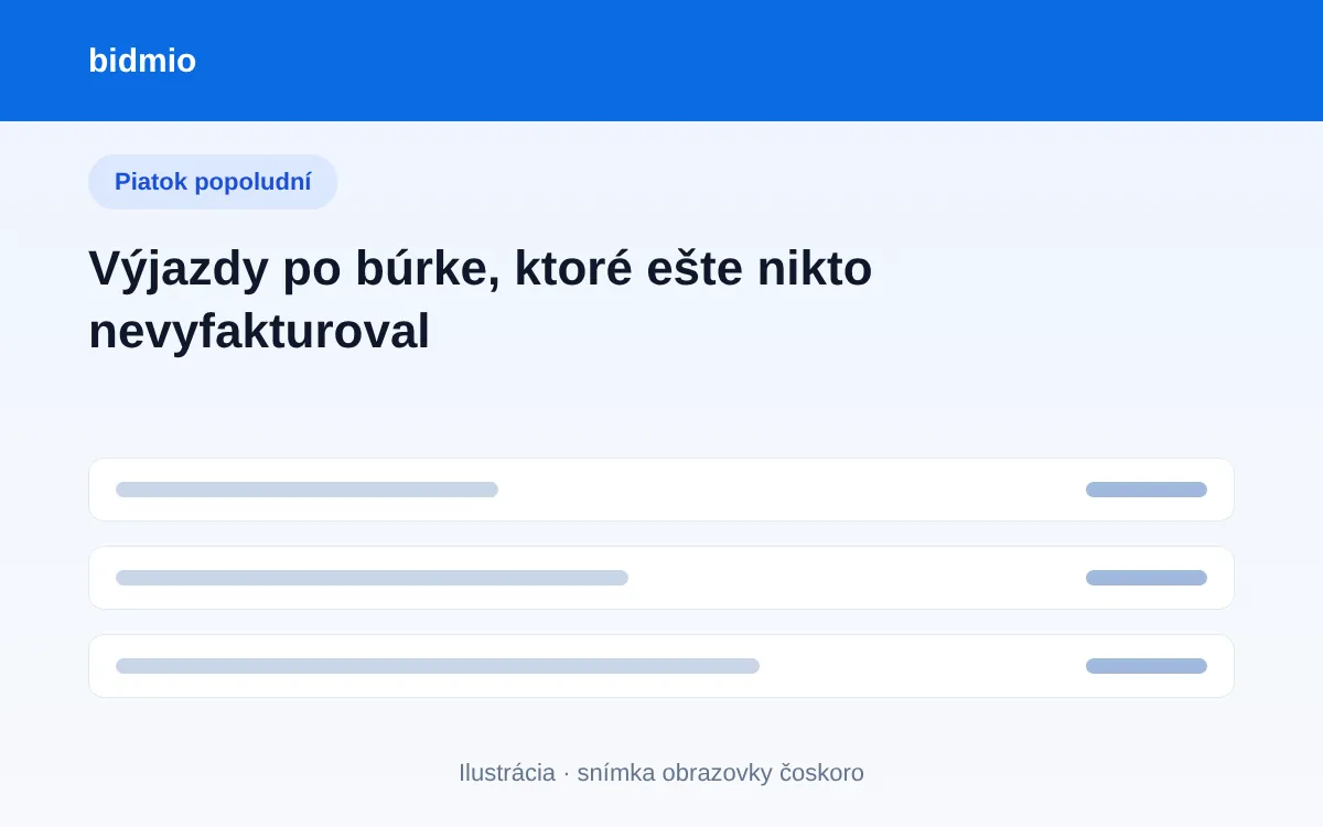 Prehľad dokončených výjazdov po búrke, ktoré ešte nie sú vyfakturované